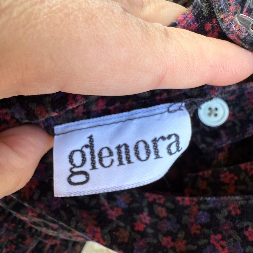 VINTAGE GLENORA FLORAL VELVET OVERALL APRON DRESS SIZE 6 - Picture 7 of 9
